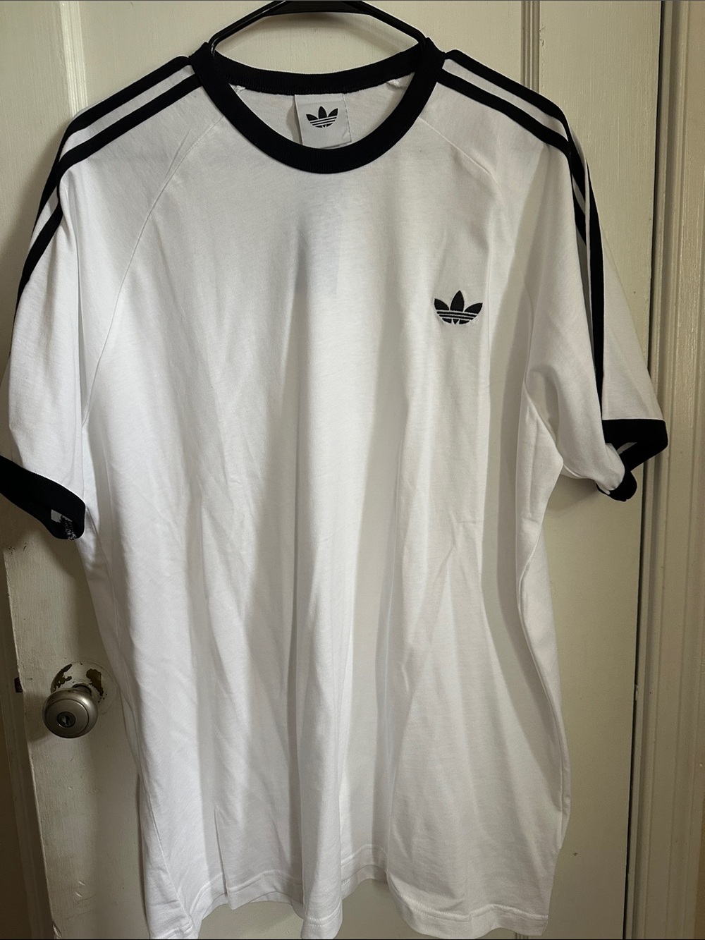 adidas Originals White and Black Trefoil Ringer Tee